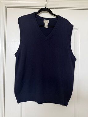 Vintage L.L.Bean 100% Wool Sweater Vest Navy Blue Men’s Size L